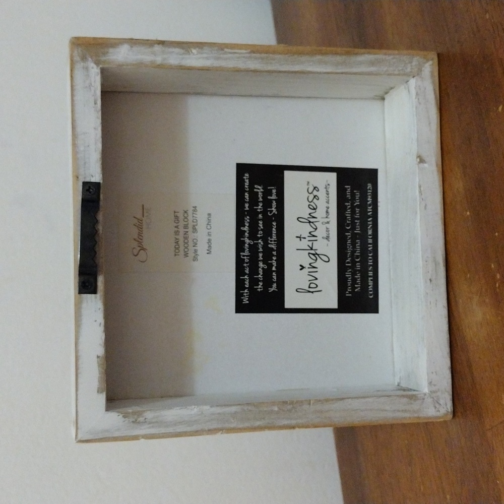 Motivational Wall Decor (White/Tan,Rustic Wooden Box) "Today is a Gift" - Picture 2 of 10